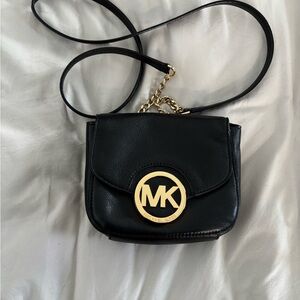 Michael Kors Black Crossbody Bag with Gold Logo